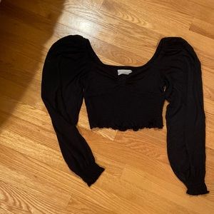 Urban Outfitters black crop top with smocking on wrist and bottom